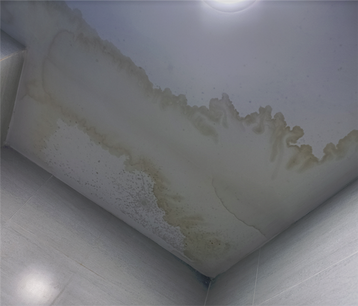 a water damaged ceiling with watermarks on it